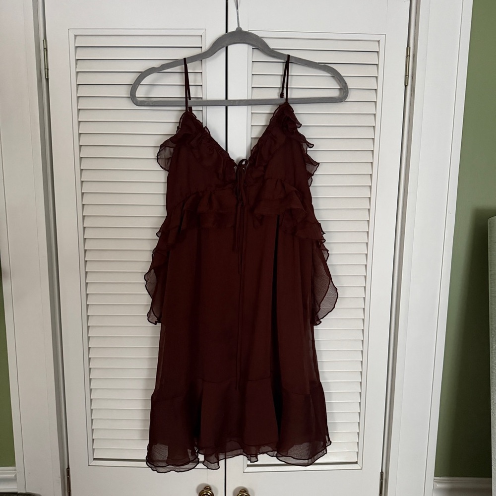 Camila Coelho Brown Ruffle Mini Dress